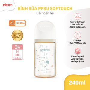 Binh Sua Ppsu Softouch Baby Friendly World Pigeon Hoa Tiet Dai Ngan Ha 240ml