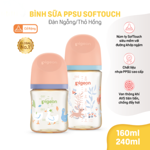 Binh Sua Ppsu Softouch Baby Friendly World Pigeon Hoa Tiet Dan Ngong 160ml