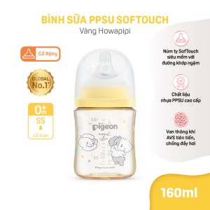 Binh Sua Ppsu Softouch Baby Friendly World Pigeon Hoa Tiet Howapipi Vang 160ml
