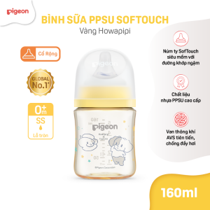 Binh Sua Ppsu Softouch Baby Friendly World Pigeon Hoa Tiet Howapipi Vang 160ml