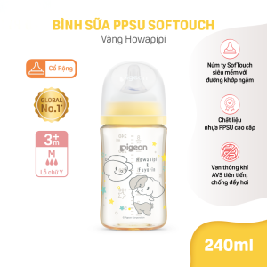 Binh Sua Ppsu Softouch Baby Friendly World Pigeon Hoa Tiet Howapipi Vang 240ml