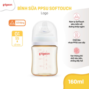 Binh Sua Ppsu Softouch Baby Friendly World Pigeon Hoa Tiet Logo 160ml
