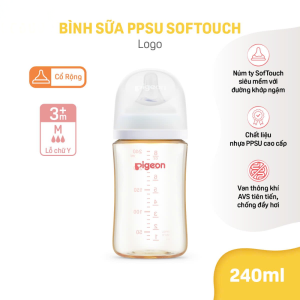 Binh Sua Ppsu Softouch Baby Friendly World Pigeon Hoa Tiet Logo 240ml