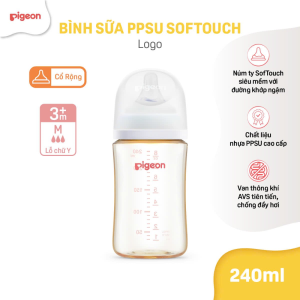 Binh Sua Ppsu Softouch Baby Friendly World Pigeon Hoa Tiet Logo 240ml