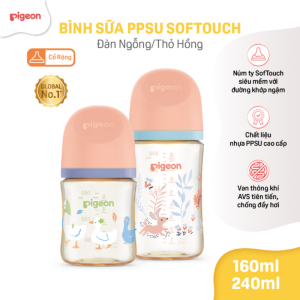 Binh Sua Ppsu Softouch Baby Friendly World Pigeon Hoa Tiet Tho Hong 240ml