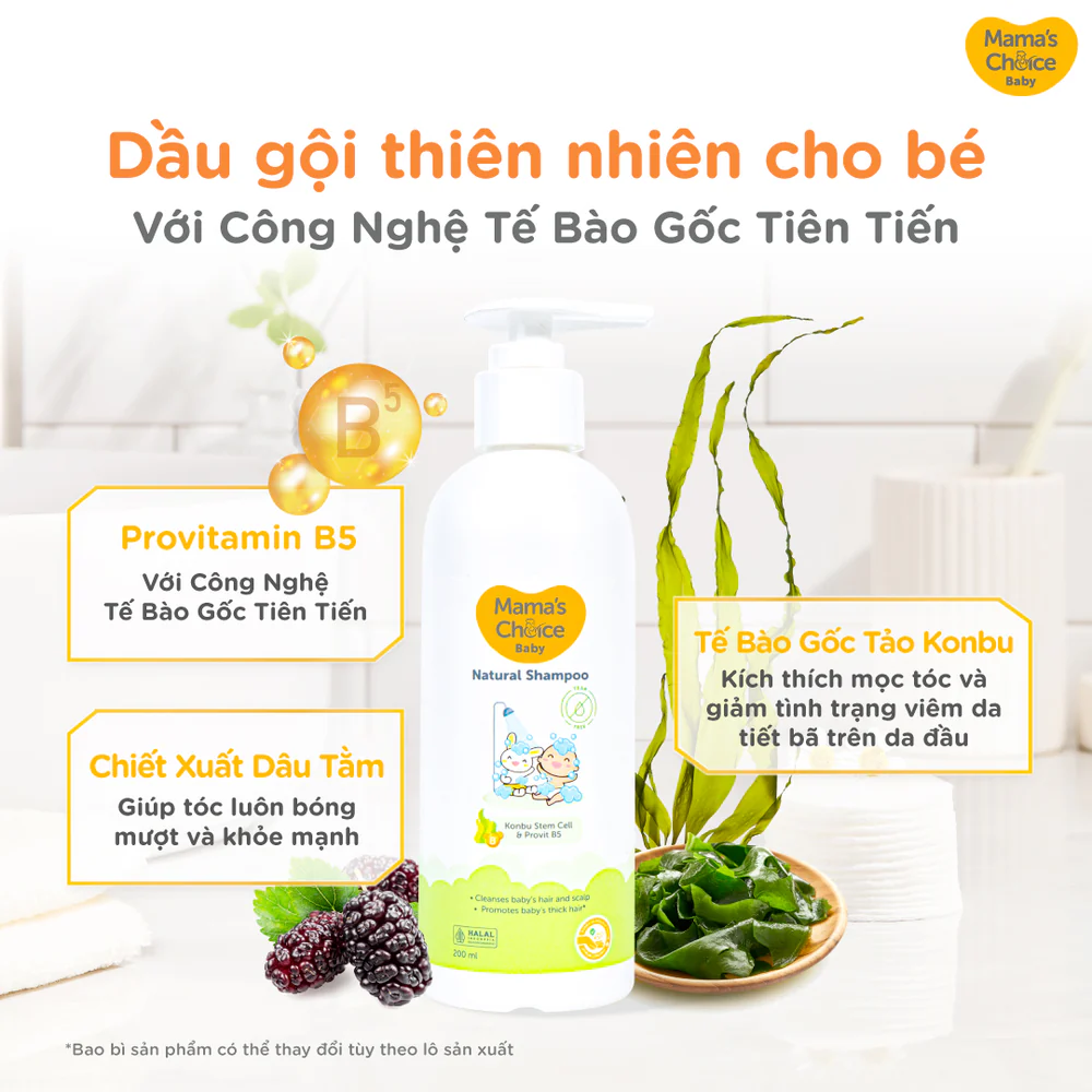 Dầu gội thiên nhiên cho bé Mama’s Choice (200ml) 3 Dau Goi Thien Nhien Cho Be Mamas Choice 200ml 2