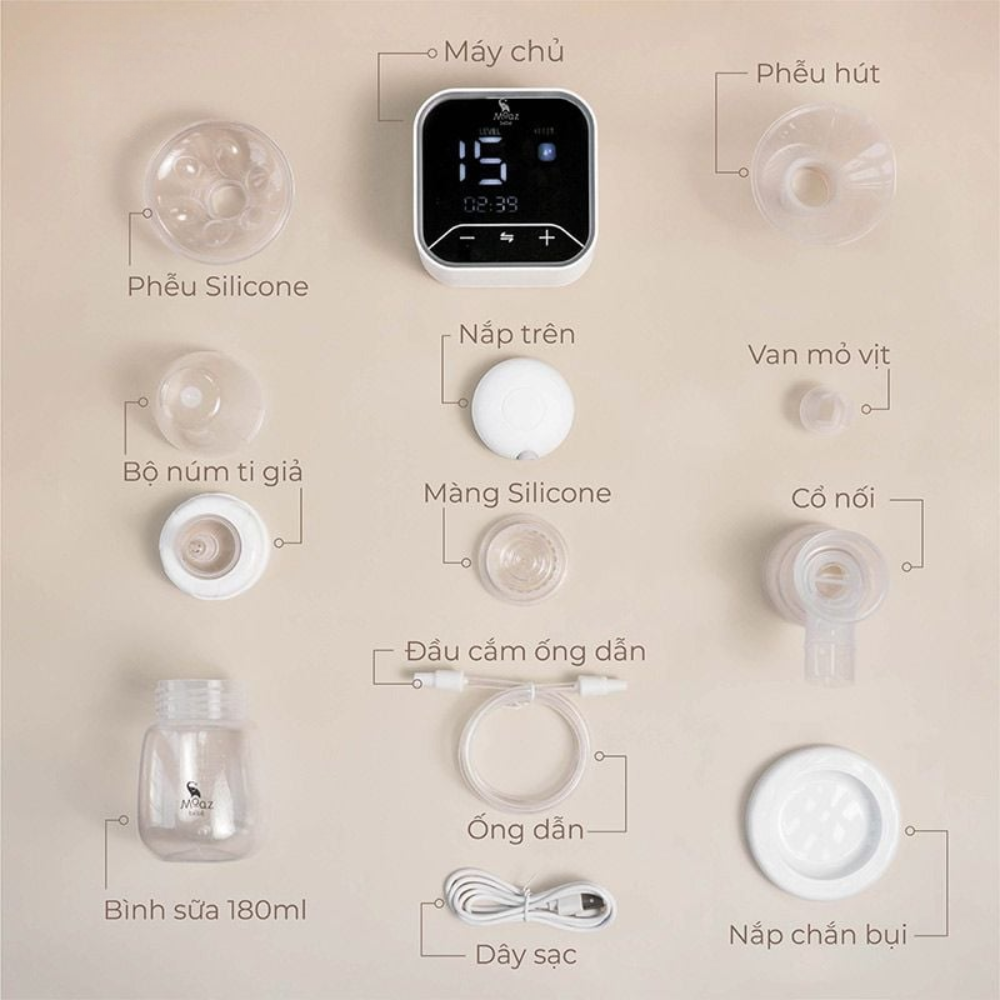 Máy hút sữa điện đôi Moaz BéBé MB – 094 5 May Hut Sua Dien Doi Moaz Bebe Mb 094 3