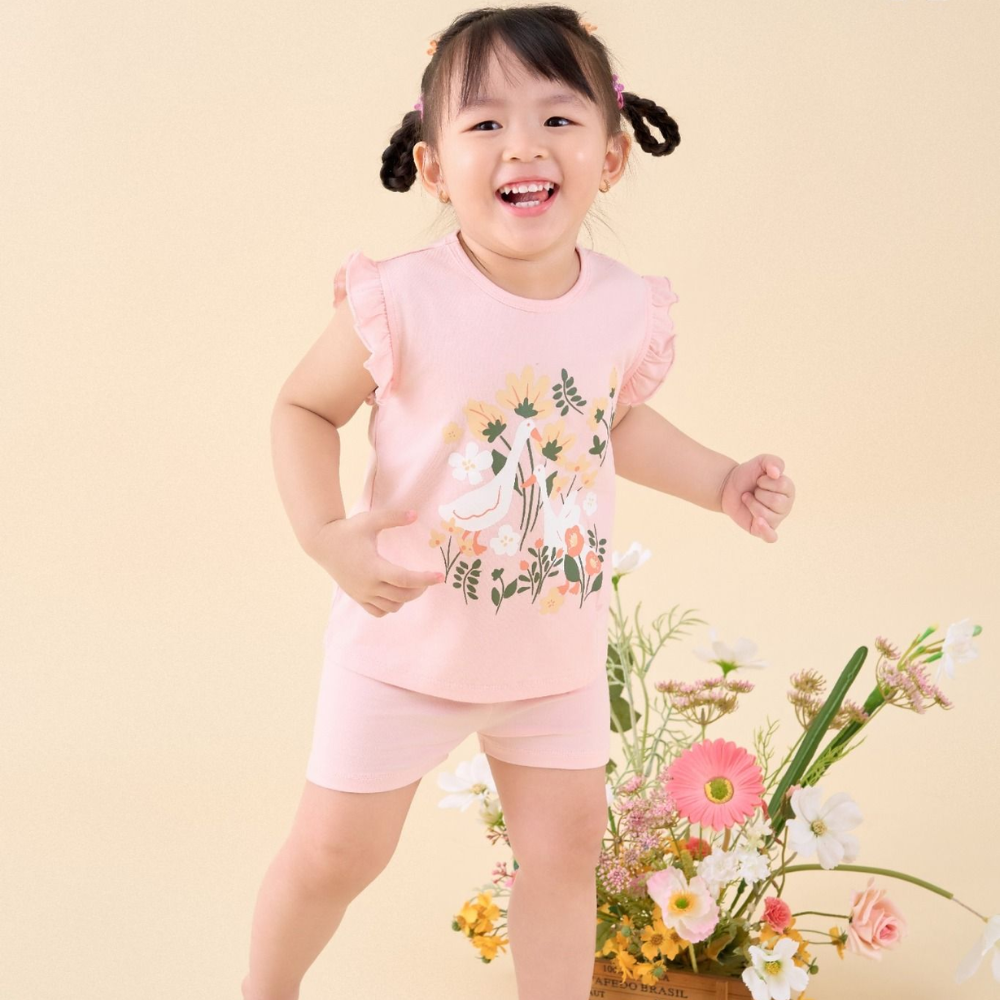 Bộ cộc tay La Pomme sắc màu bé yêu - 18M Hồng 4 Bo Coc Tay La Pomme Sac Mau Be Yeu 18m Hong 2