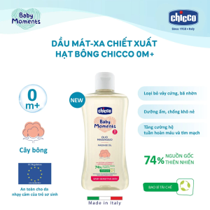 Dầu massage Chicco chiết xuất hạt bông 0M+ 200ml 7 Dau Massage Chicco Chiet Xuat Hat Bong 0m 200ml 3