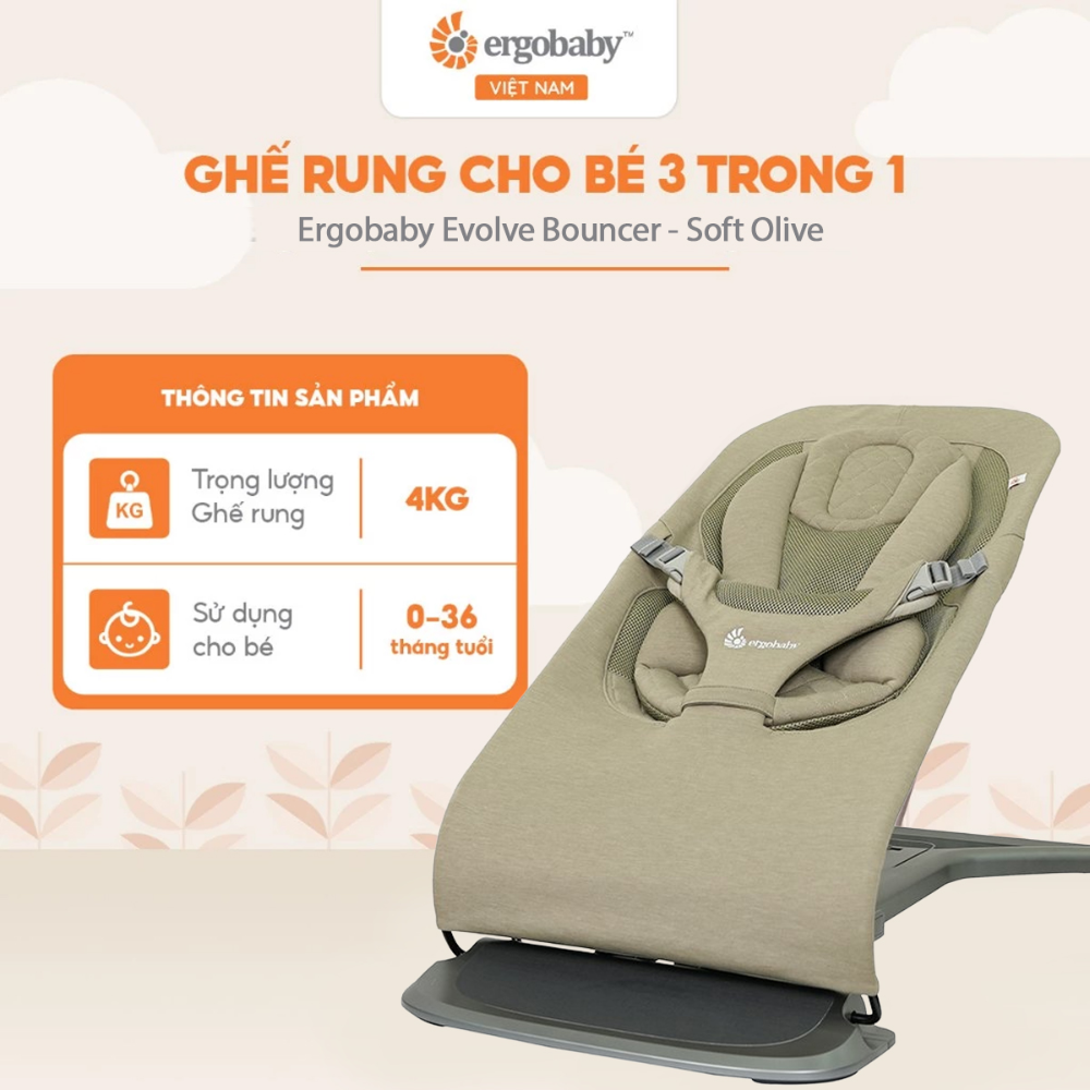 Ghế rung cho bé 3 trong 1 Ergobaby Evolve Bouncer, Soft Olive 3 Ghe Rung Cho Be 3 Trong 1 Ergobaby Evolve Bouncer Soft Olive 1