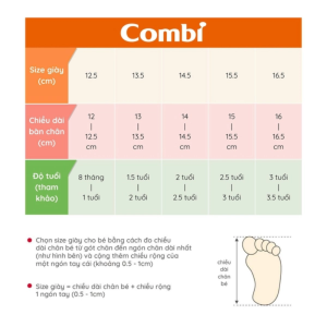 Giay Combi S Go Ho Tro Phat Trien Ban Chan C2501 Mau Hong 4