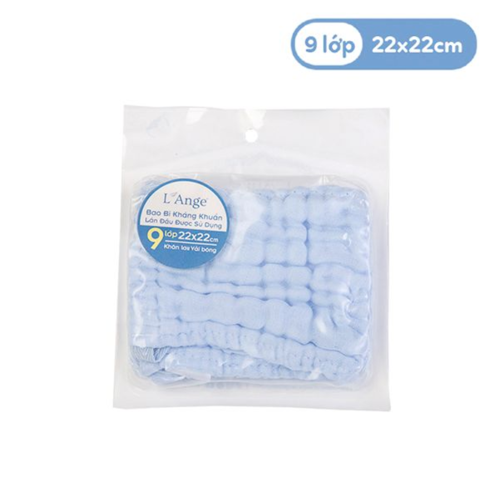 Khăn nhỏ vải bông 9 lớp 22x22 - (Set 1cái) 4 Khan Nho Vai Bong 9 Lop 22x22 Xanh Set 1 Cai