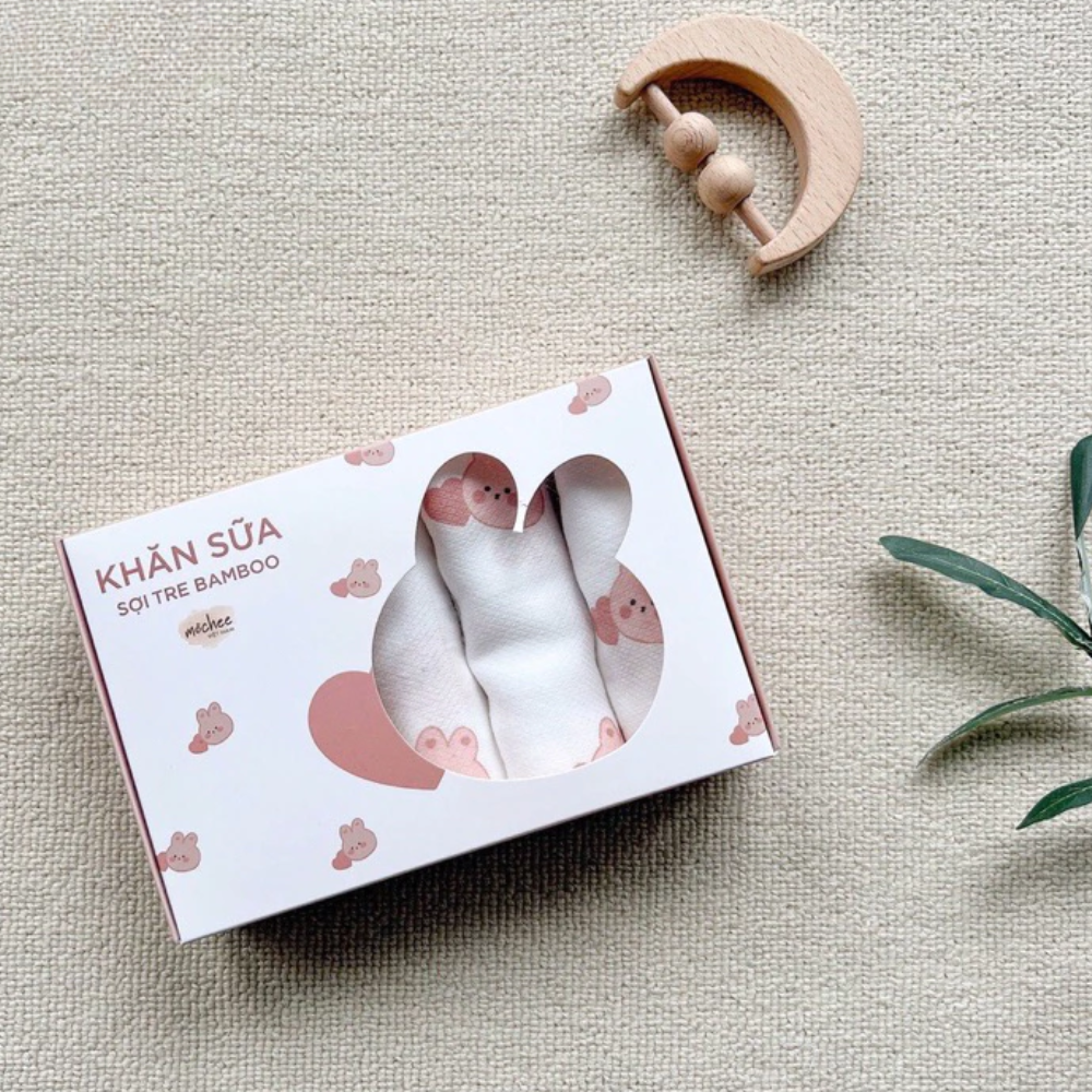 Khăn sữa sợi tre Bamboo Mochee - Thỏ hồng 3 Khan Sua Soi Tre Bamboo Mochee Tho Hong 1