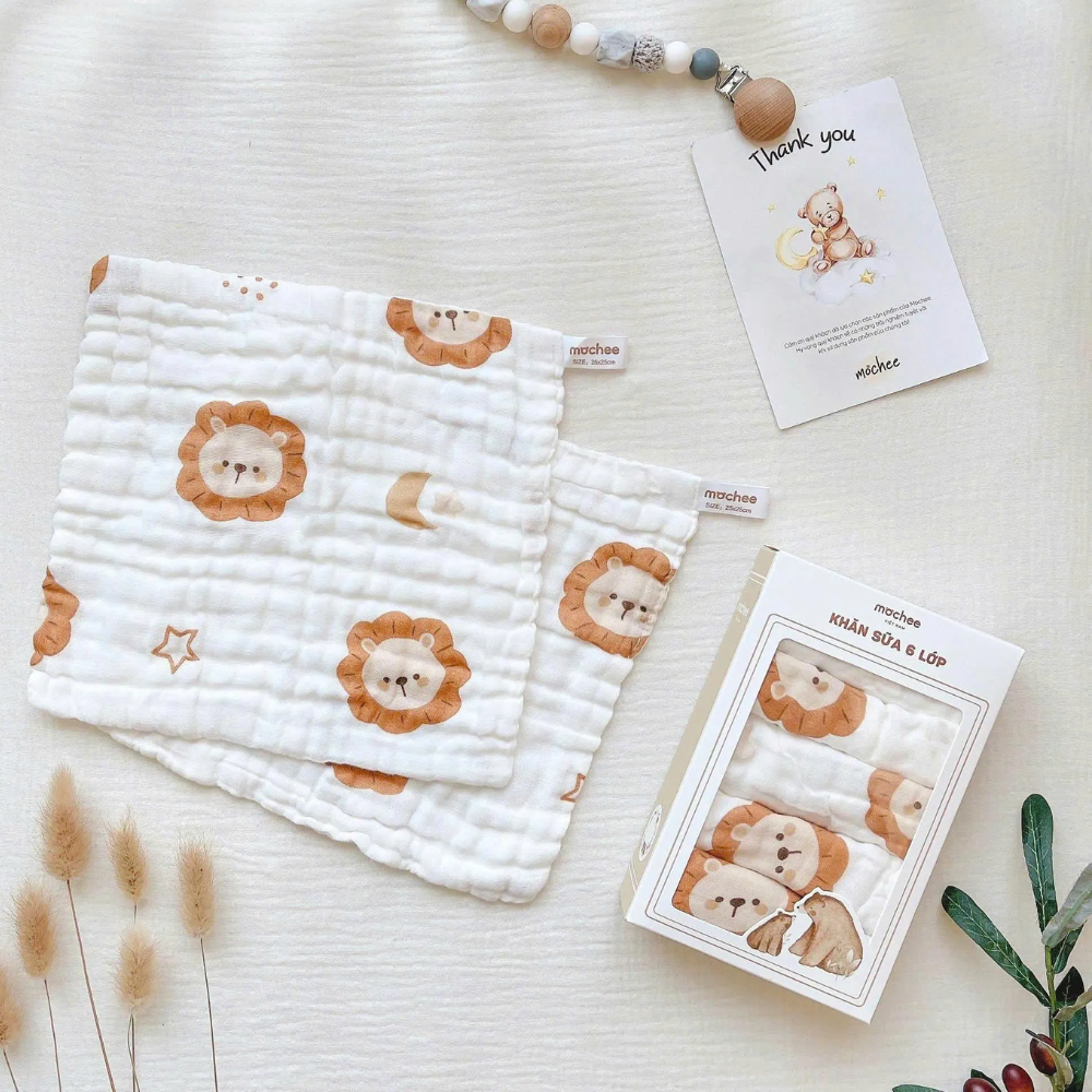 Khăn sữa xô 6 lớp họa tiết đủ mẫu Mochee 10 Khan Sua Xo 6 Lop Hoa Tiet Du Mau Mochee 2