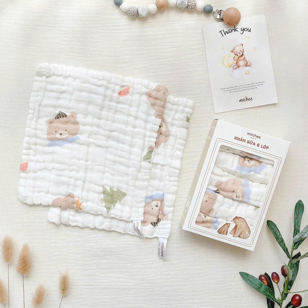 Khăn sữa xô 6 lớp họa tiết đủ mẫu Mochee 8 Khan Sua Xo 6 Lop Hoa Tiet Du Mau Mochee 4