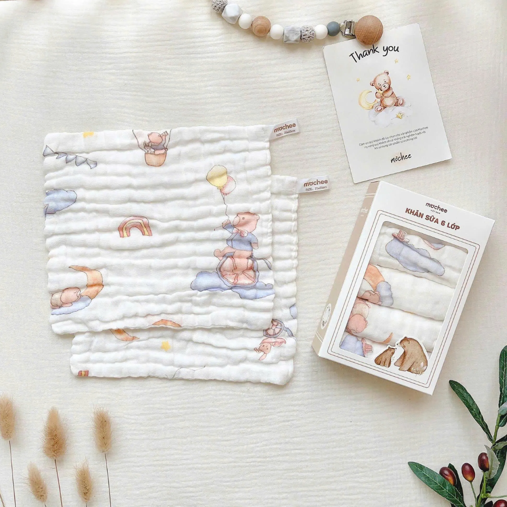 Khăn sữa xô 6 lớp họa tiết đủ mẫu Mochee 7 Khan Sua Xo 6 Lop Hoa Tiet Du Mau Mochee 5