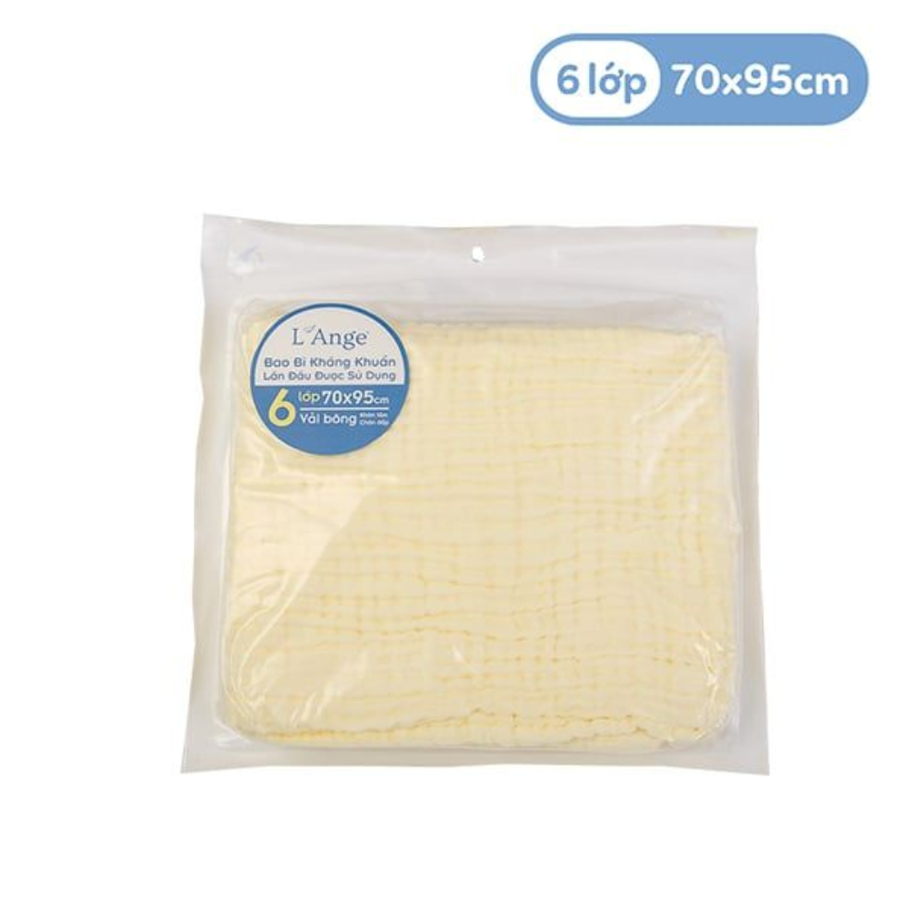 L’Ange-Khăn tắm vải bông 6 lớp cho bé 70*95cm 5 Khan Tam Vai Bong 6 Lop 70x95 Vang