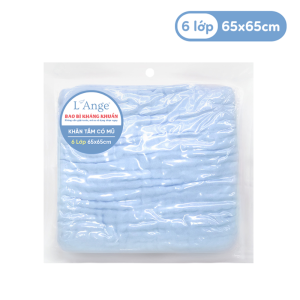 L'Ange-Khăn tắm vải bông có nón 6 lớp cho bé 65*65cm 9 Lange Khan Tam Vai Bong Co Non 6 Lop Cho Be 65x65cm Xanh