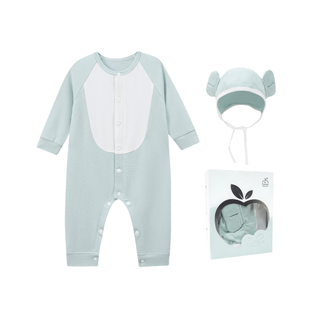 Set body dài tay kèm mũ La Pomme voi con tinh nghịch 3 Set Body Dai Tay Kem Mu La Pomme Voi Con Tinh Nghich 1