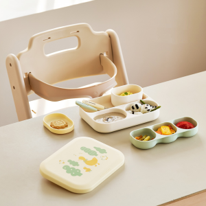 Set Khay An Dam Silicone Bach Kim Cao Cap Donodono Ducky Yellow 2