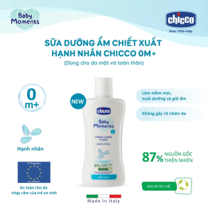Sữa dưỡng ẩm Chicco chiết xuất Hạnh nhân 200ml 5 Sua Duong Am Chicco Chiet Xuat Hanh Nhan 200ml 2