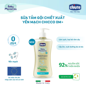 Sữa tắm gội Chicco chiết xuất Yến Mạch 0M+ 7 Sua Tam Goi Chicco Chiet Xuat Yen Mach 0m 500ml 2
