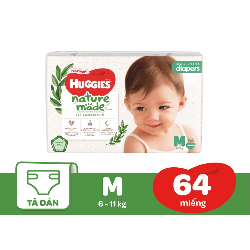Tã dán Huggies Platinum Naturalmade 5 Ta Dan Huggies Platinum Naturalmade Size M 64 6 11kg