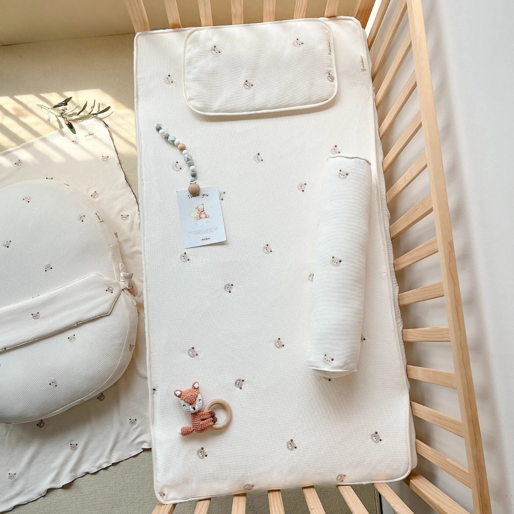 Thảm nằm điều hoà Cotton tổ ong - Gấu thêu 5 Tham Nam Dieu Hoa Cotton To Ong Gau Theu 2