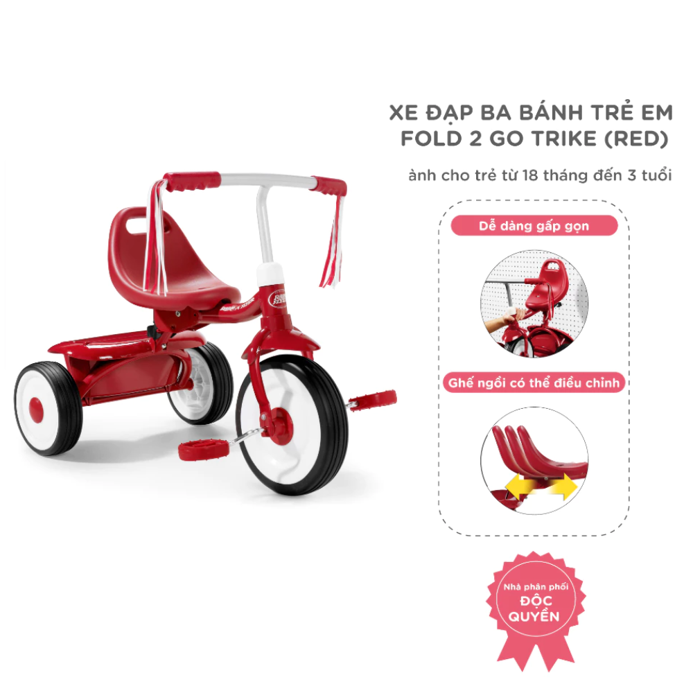 Xe đạp ba bánh trẻ em Radio Flyer Fold 2 Go 3 Xe Dap Ba Banh Tre Em Radio Flyer Fold 2 Go Red 1