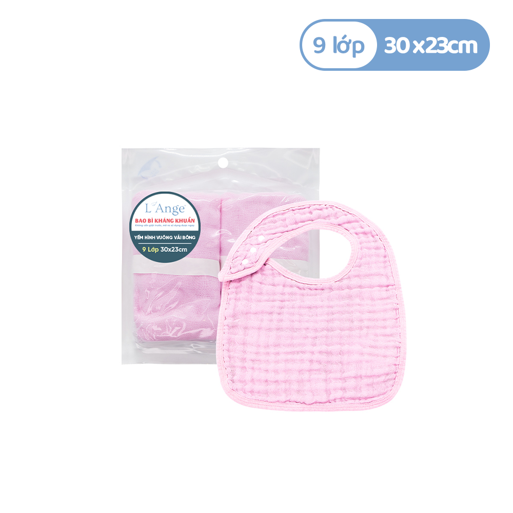 Yếm hình vuông vải bông 9 lớp 30x23cm - (Set 2 cái) 3 Yem Hinh Vuong Vai Bong 9 Lop 30x23cm Mau Hong Set 2 Cai