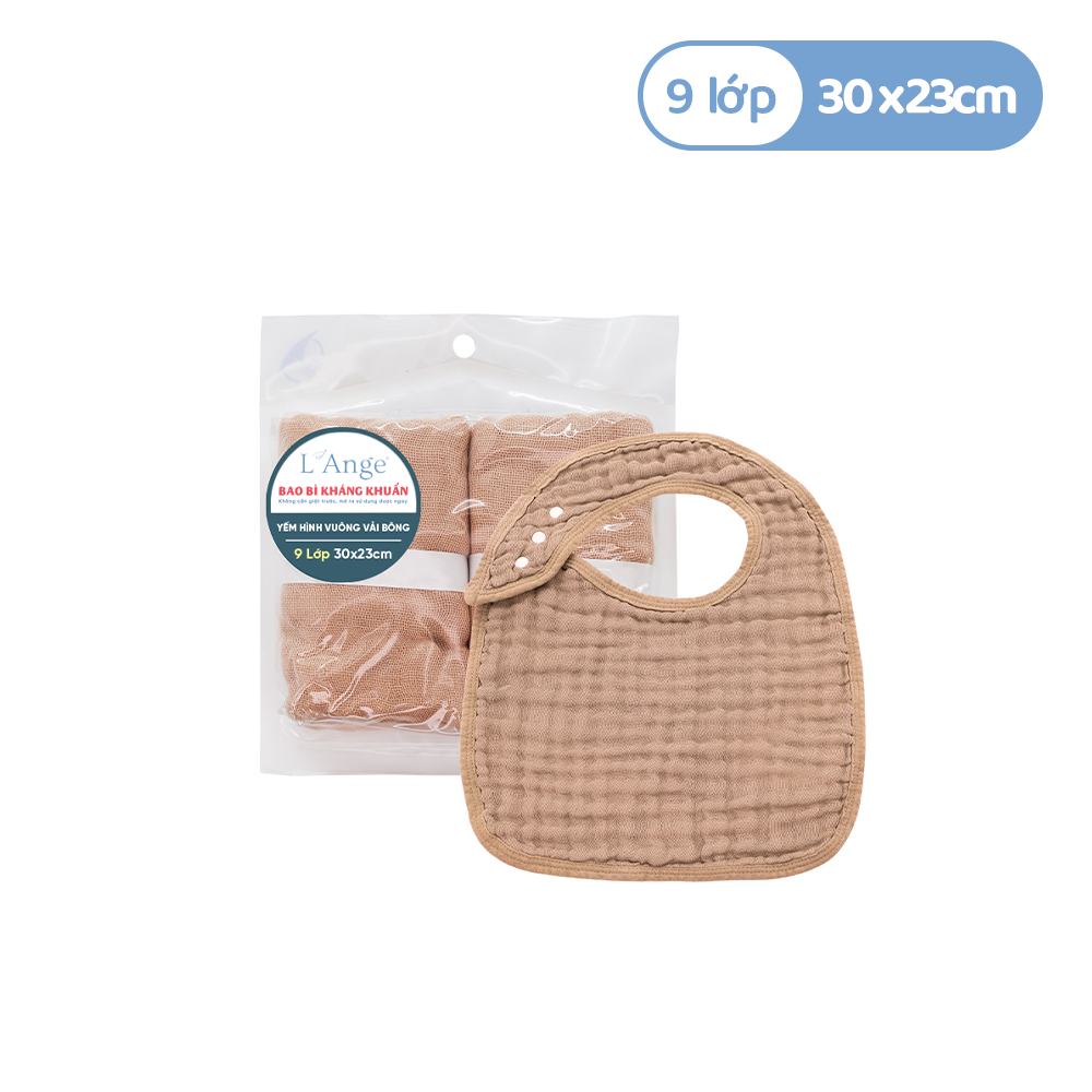 Yếm hình vuông vải bông 9 lớp 30x23cm - (Set 2 cái) 5 Yem Hinh Vuong Vai Bong 9 Lop 30x23cm Mau Nau Set 2 Cai