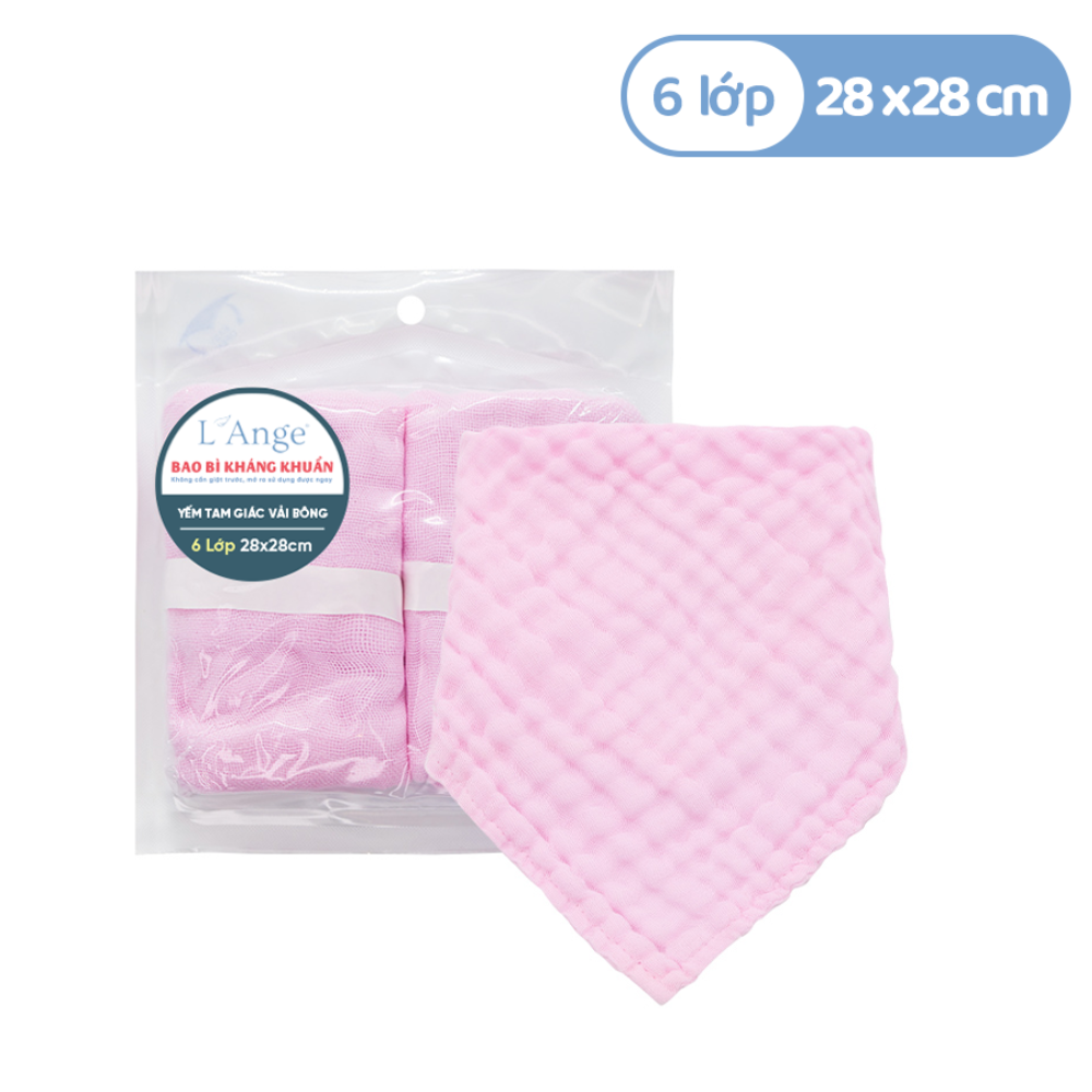 Yếm tam giác vải bông 6 lớp 28x28cm - (Set 2 cái) 3 Yem Tam Giac Vai Bong 6 Lop 28x28cm Mau Hong Set 2
