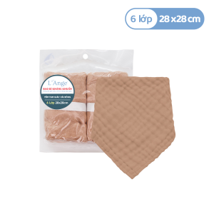 Yem Tam Giac Vai Bong 6 Lop 28x28cm Mau Nau Set 2