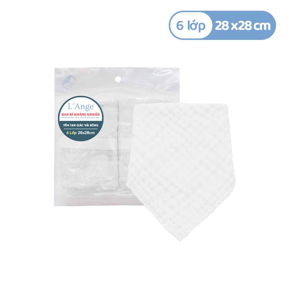 Yếm tam giác vải bông 6 lớp 28x28cm - (Set 2 cái) 5 Yem Tam Giac Vai Bong 6 Lop 28x28cm Mau Trang Set 2