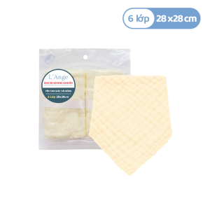 Yếm tam giác vải bông 6 lớp 28x28cm - (Set 2 cái) 11 Yem Tam Giac Vai Bong 6 Lop 28x28cm Mau Vang Set 2