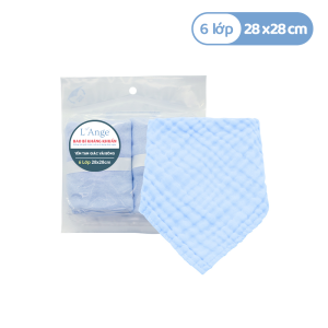 Yếm tam giác vải bông 6 lớp 28x28cm - (Set 2 cái) 12 Yem Tam Giac Vai Bong 6 Lop 28x28cm Mau Xanh Set 2