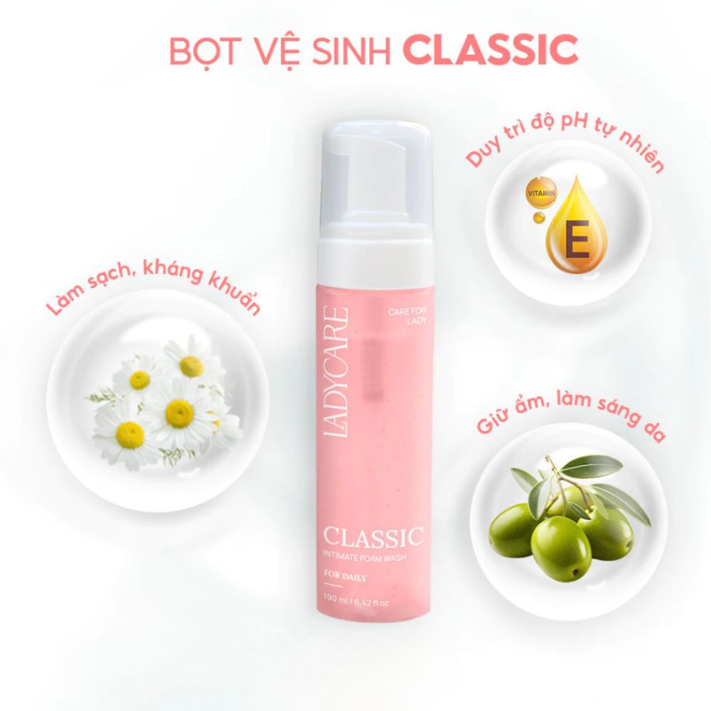 Combo 2 Chai Dung Dịch Vệ Sinh Phụ Nữ Dạng Bọt Ladycare Classic 90ml 5 3