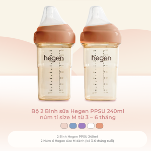 Bình Sữa Hegen PPSU 240ml Núm Ti Size M Từ 3 6 Tháng ,Aubum