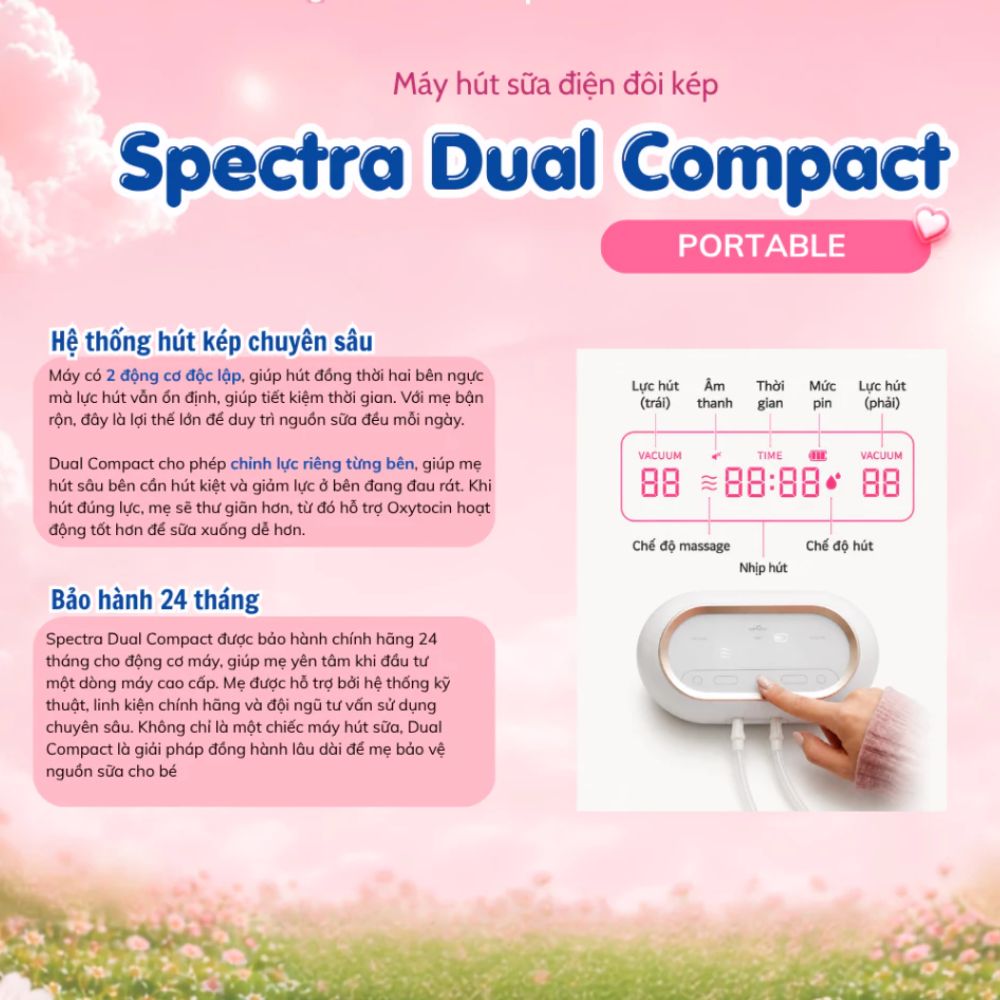Máy hút sữa Spectra Dual Compact 4 May Hut Sua Spectra Dual Compact 2