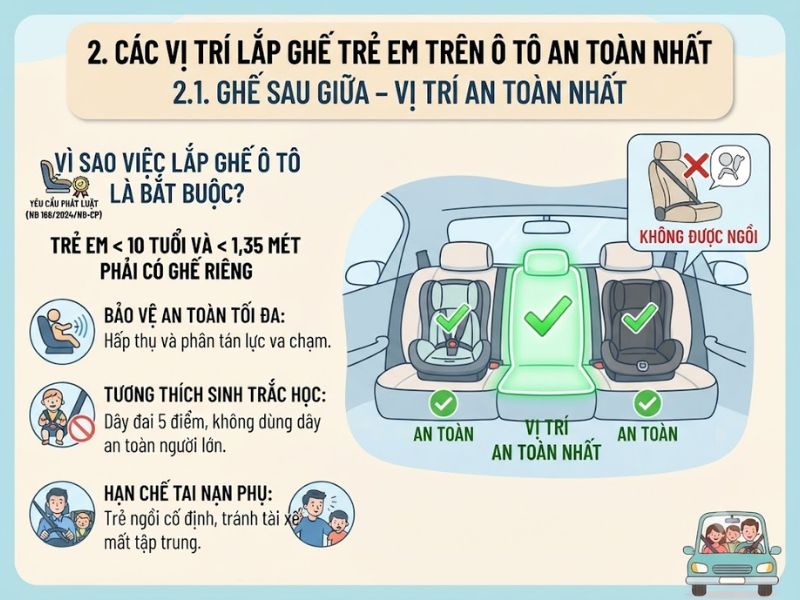 Vị trí lắp ghế trẻ em trên ô tô an toàn nhất 3 Vi Tri Lap Ghe Tre Em Tren O To An Toan Nhat 3