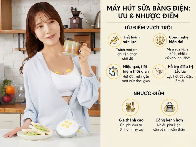 Nên mua máy hút sữa bằng tay hay điện? Cẩm nang chọn mua chuẩn xác cho mẹ bỉm 4 Nen Mua May Hut Sua Bang Tay Hay Dien 4