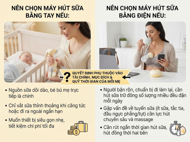 Nên mua máy hút sữa bằng tay hay điện? Cẩm nang chọn mua chuẩn xác cho mẹ bỉm 5 Nen Mua May Hut Sua Bang Tay Hay Dien 5